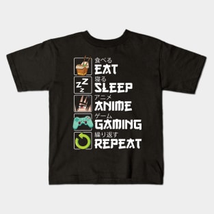 Eat Sleep Anime Gaming Repeat Kawaii Otaku Anime Kids T-Shirt